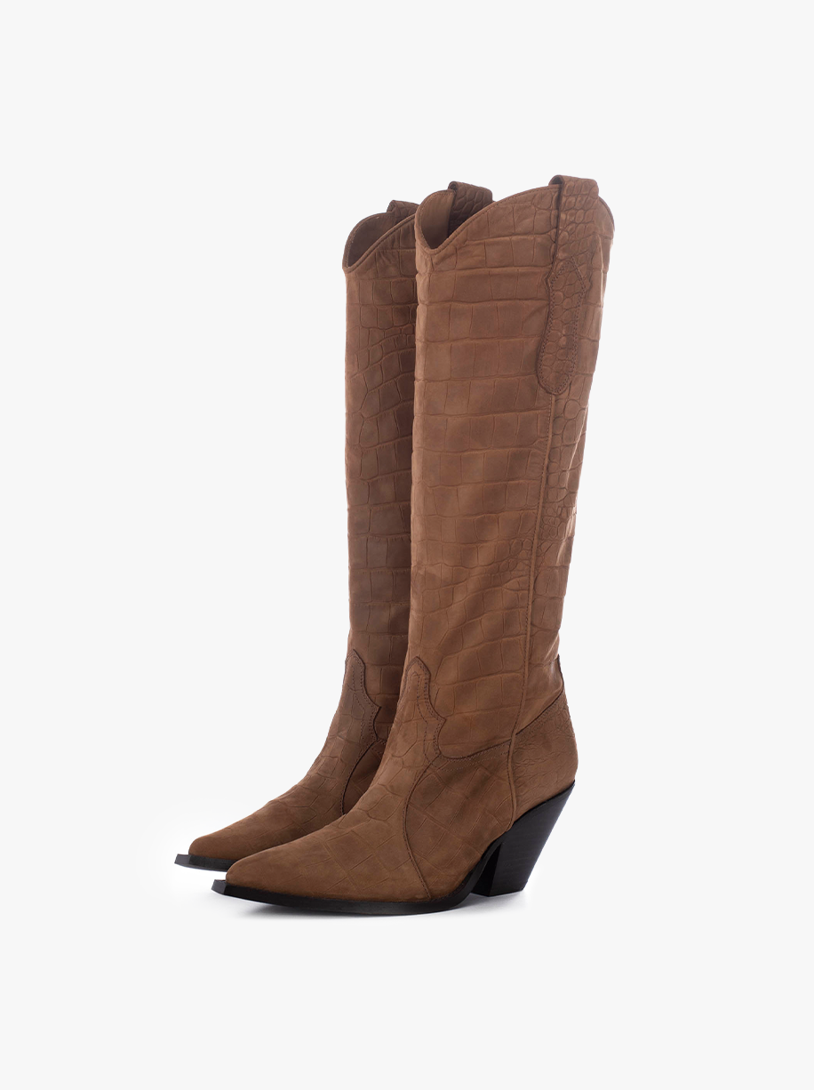 BISCOTTO MOCK CROC NOBUK TALL BOOTS