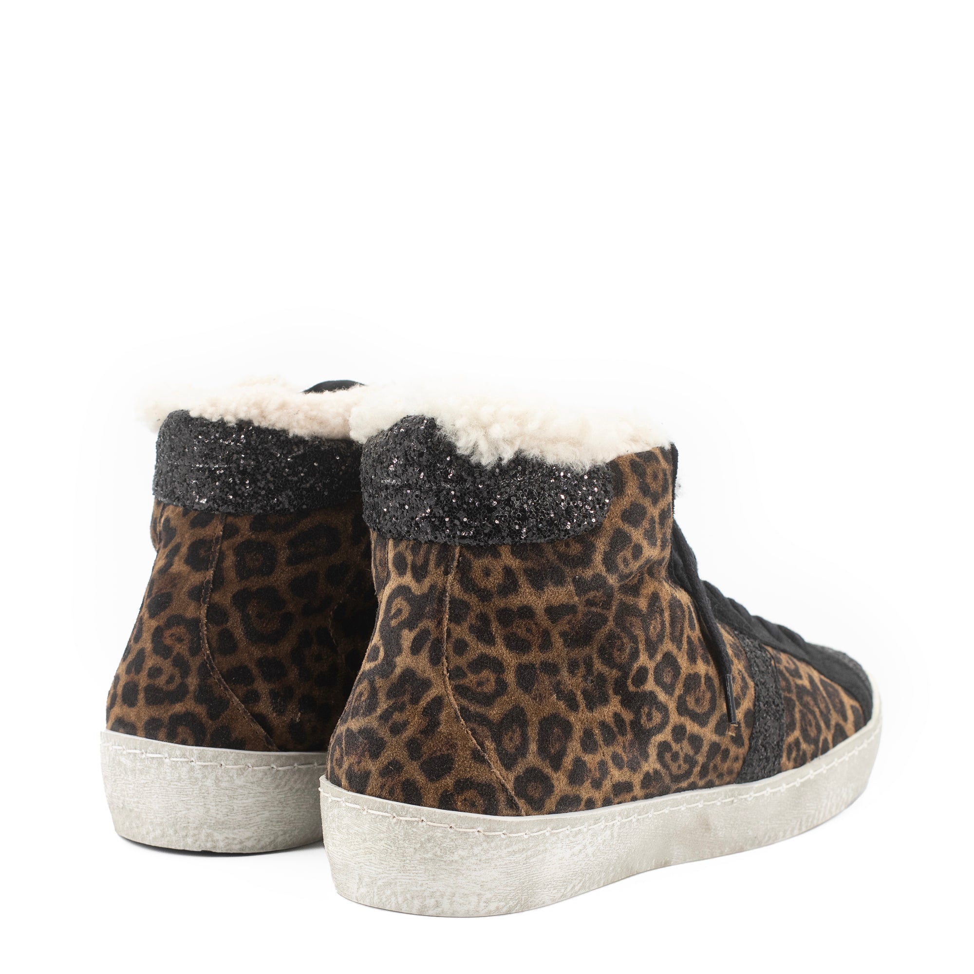 TORAL LEOPARD AND GLITTER HIGH-TOP SNEAKERS