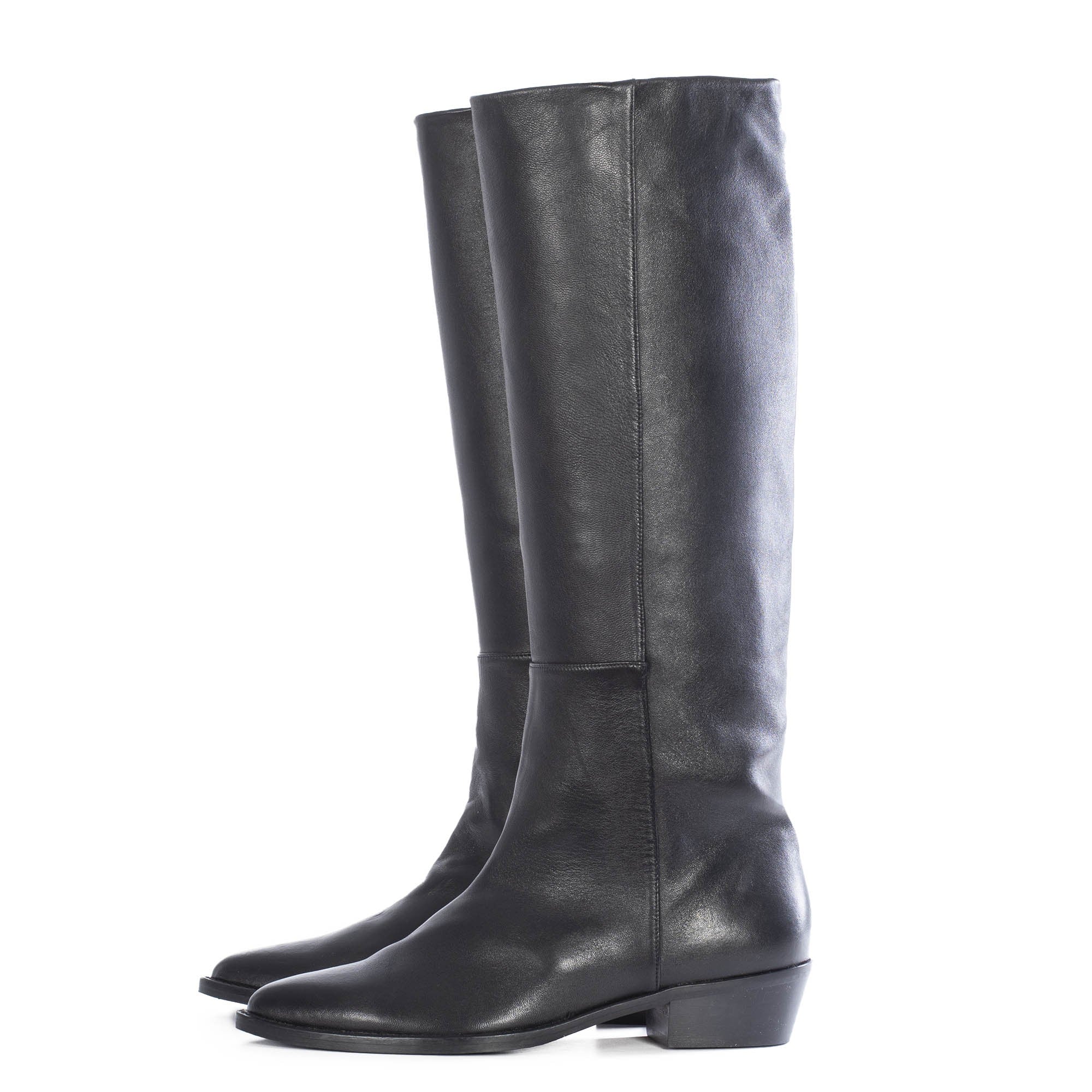 TORAL BLACK LEATHER KNEE-HIGH BOOTS