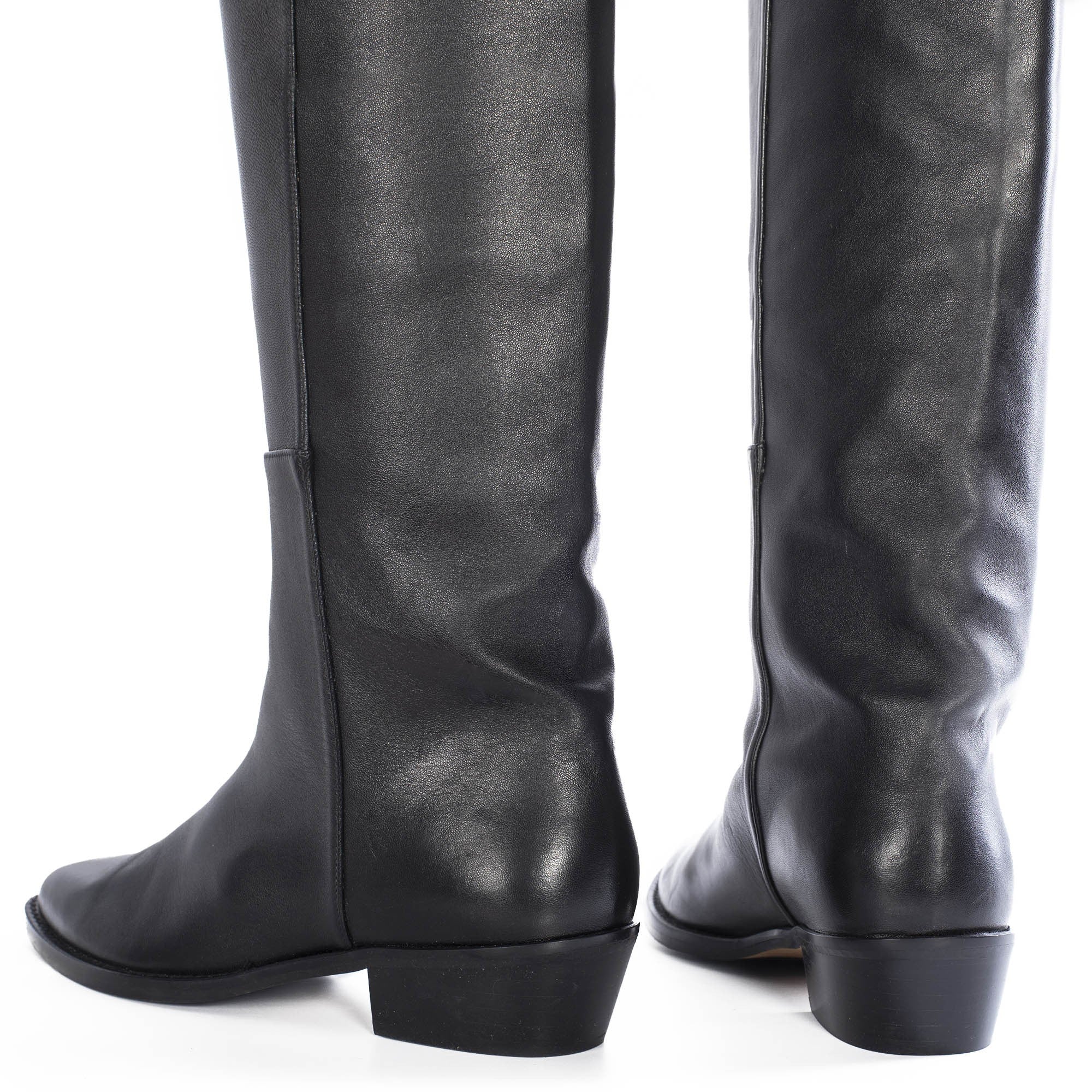 TORAL BLACK LEATHER KNEE-HIGH BOOTS