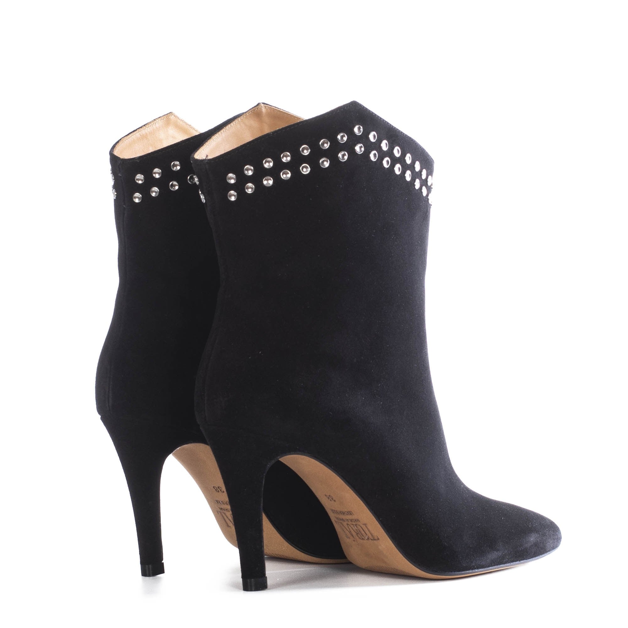 TORAL BLACK SUEDE BOOTIES WITH STUDS (6942865784972)