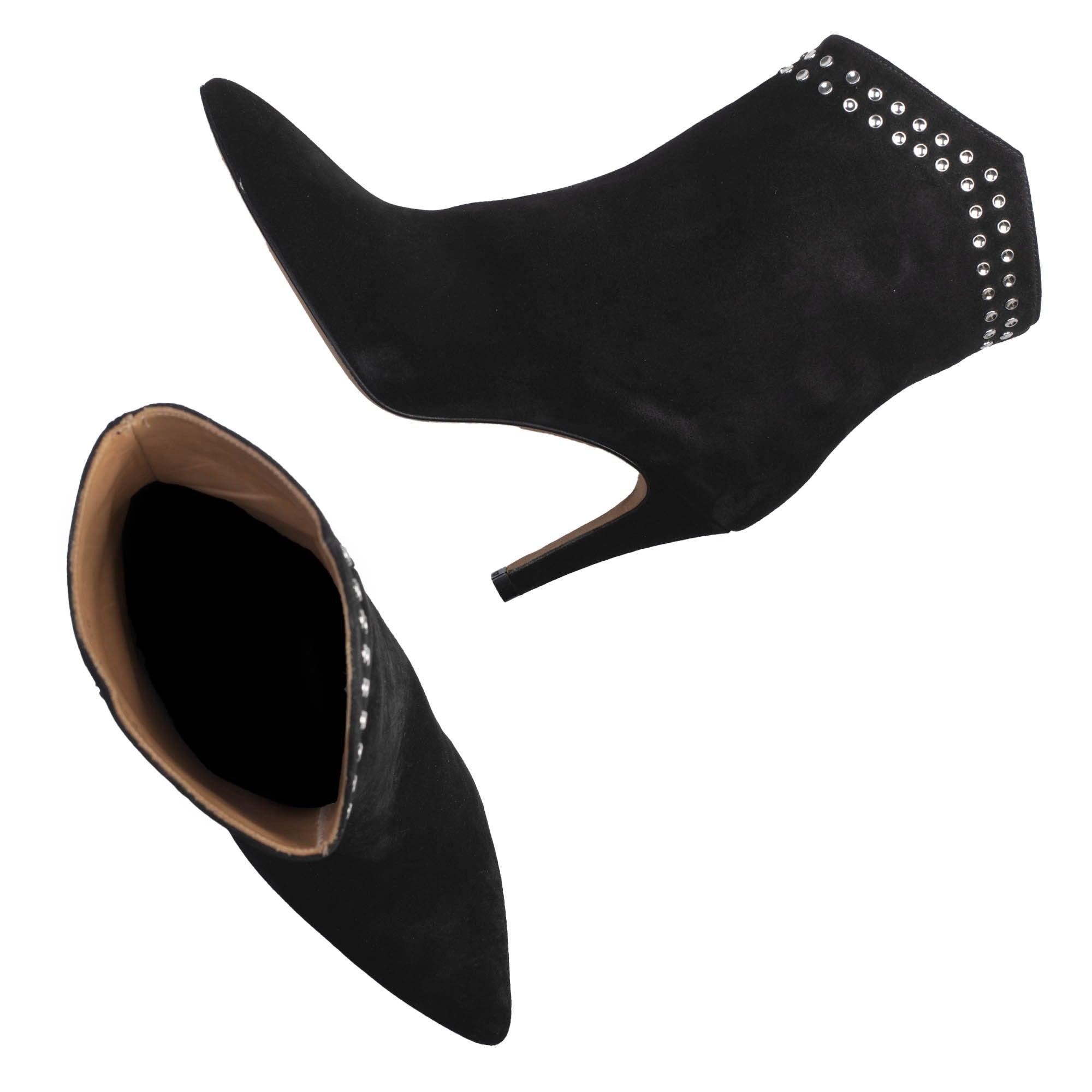TORAL BLACK SUEDE BOOTIES WITH STUDS (6942865784972)