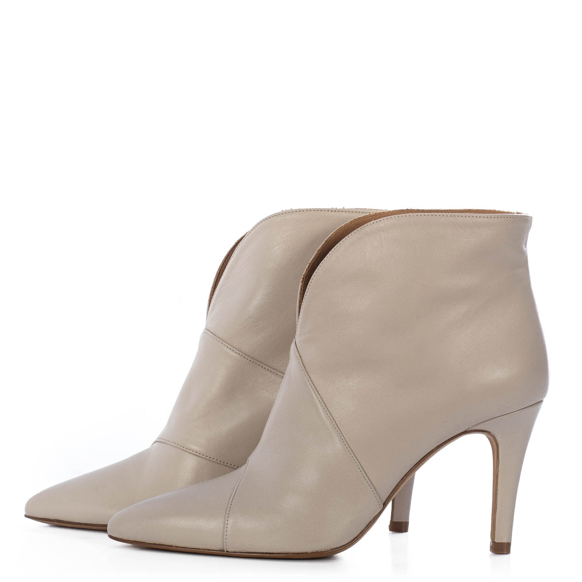 TORAL CREAM LEATHER ANKLE BOOTS – Toral