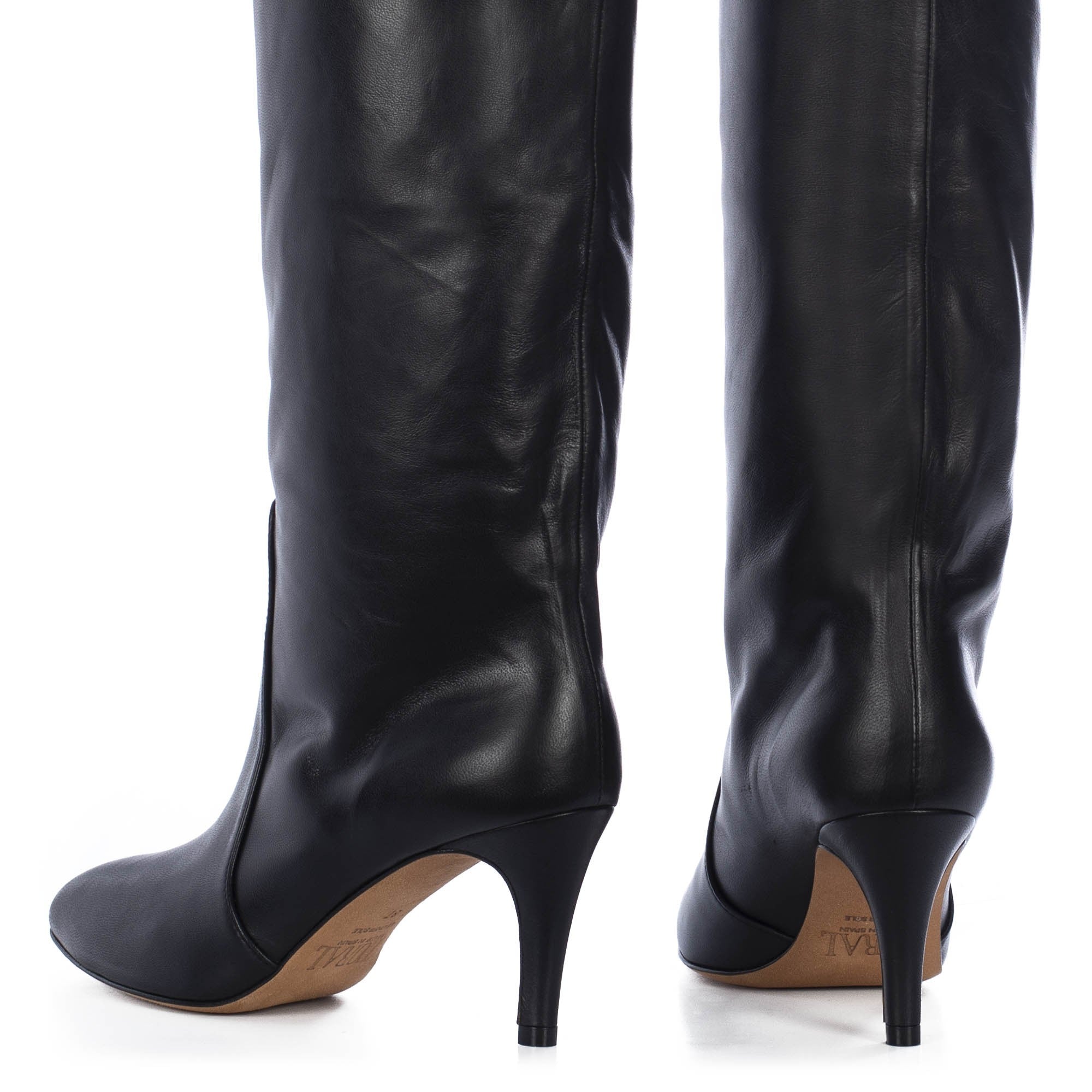 TORAL BLACK LEATHER TALL BOOTS (6942872600716)