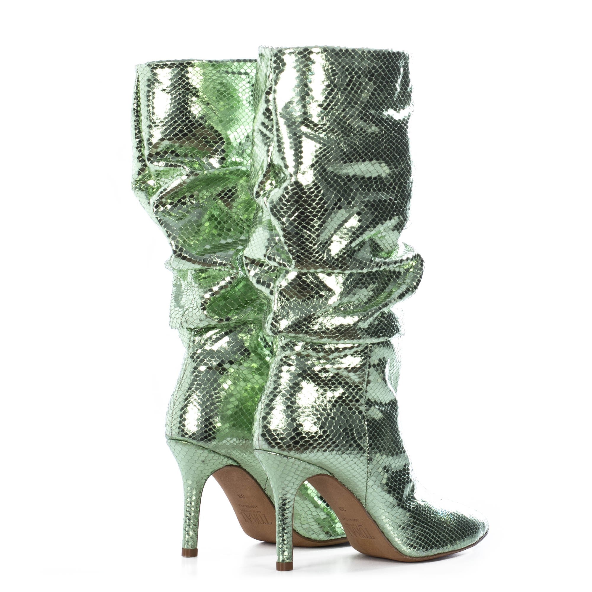 TORAL TEXTURED METALLIC MINT GREEN SLOUCHY BOOTS (6942871224460)