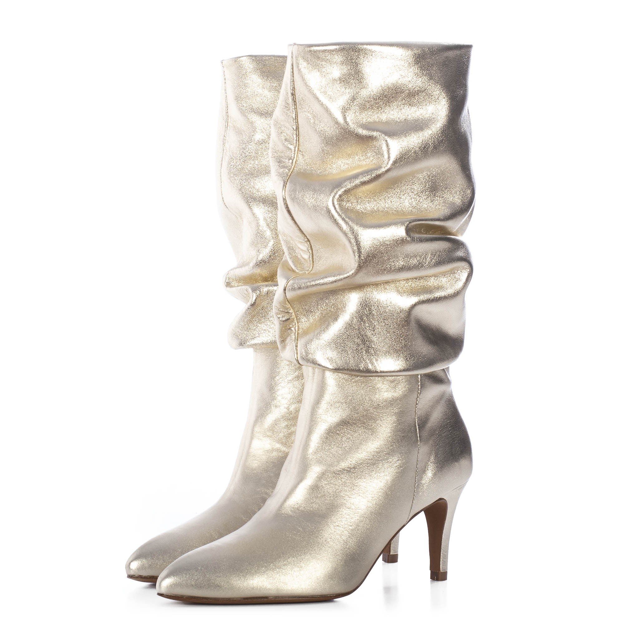 TORAL  SLOUCHY METALLIC GOLD BOOTS (6942875648140)