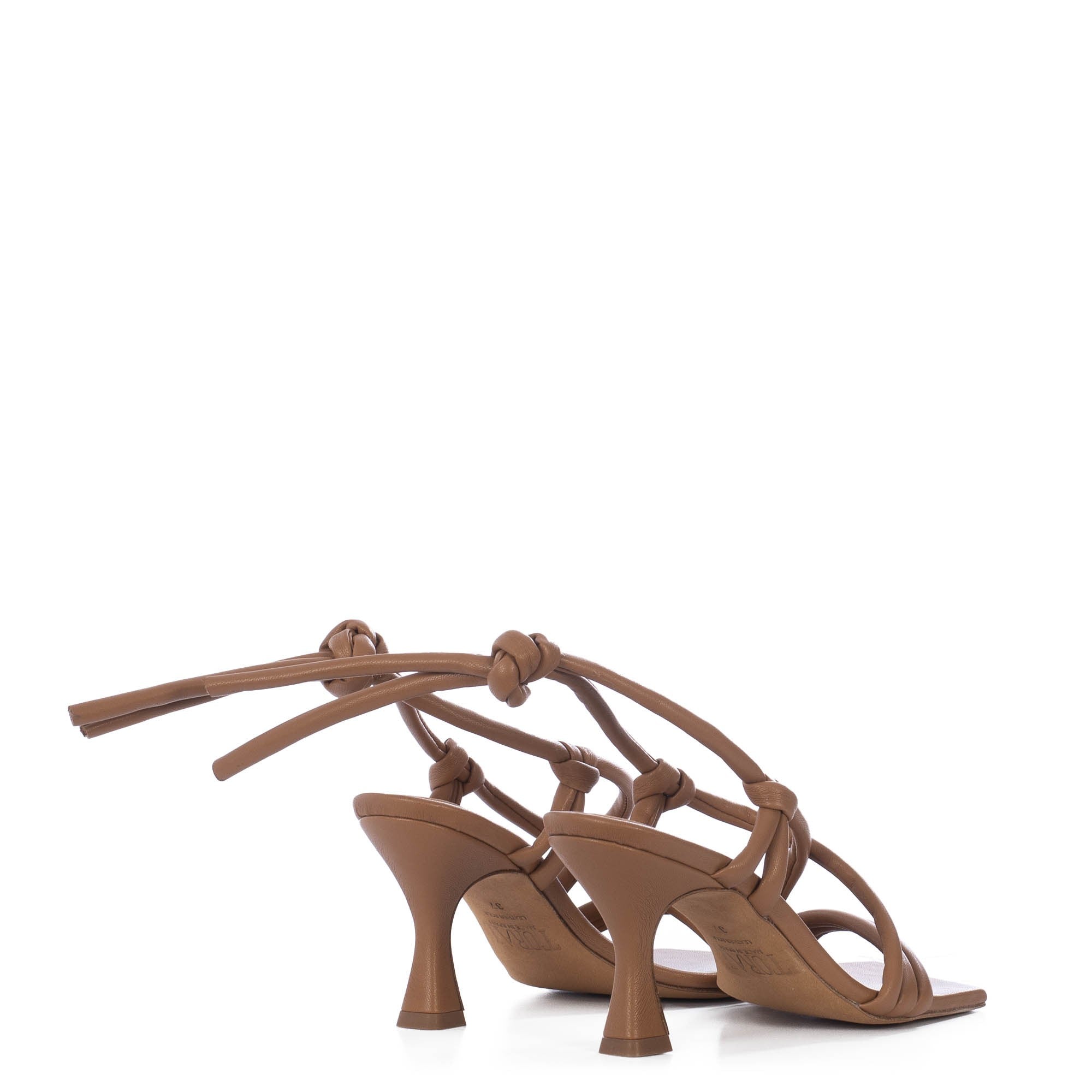 CAMEL LEATHER STRAPPY SANDALS (6942876139660)