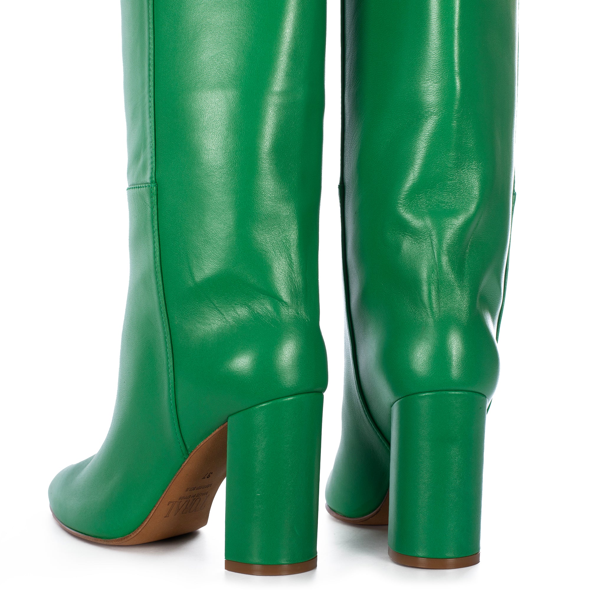 GREEN LEATHER TALL BOOTS