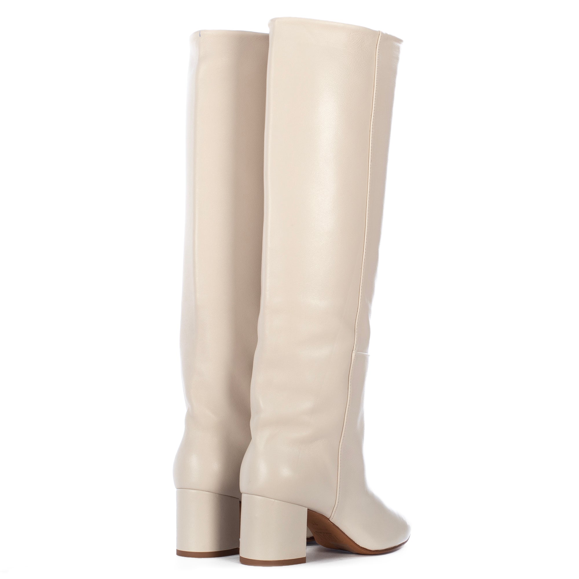 OFF WHITE LEATHER TALL BOOTS