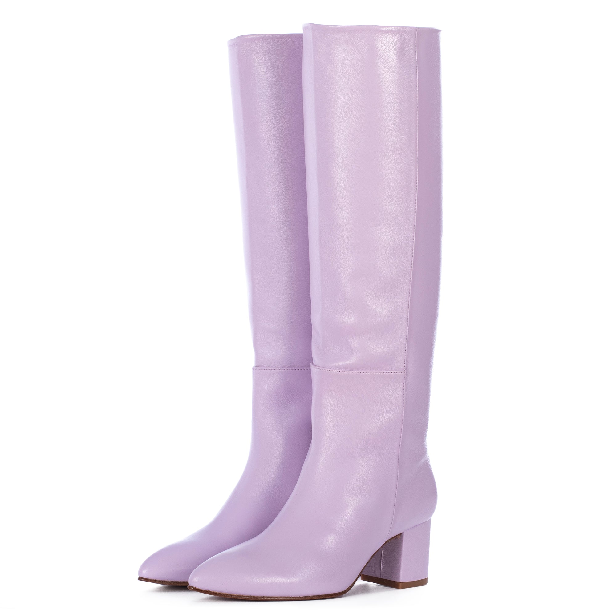 MAUVE LEATHER TALL BOOTS