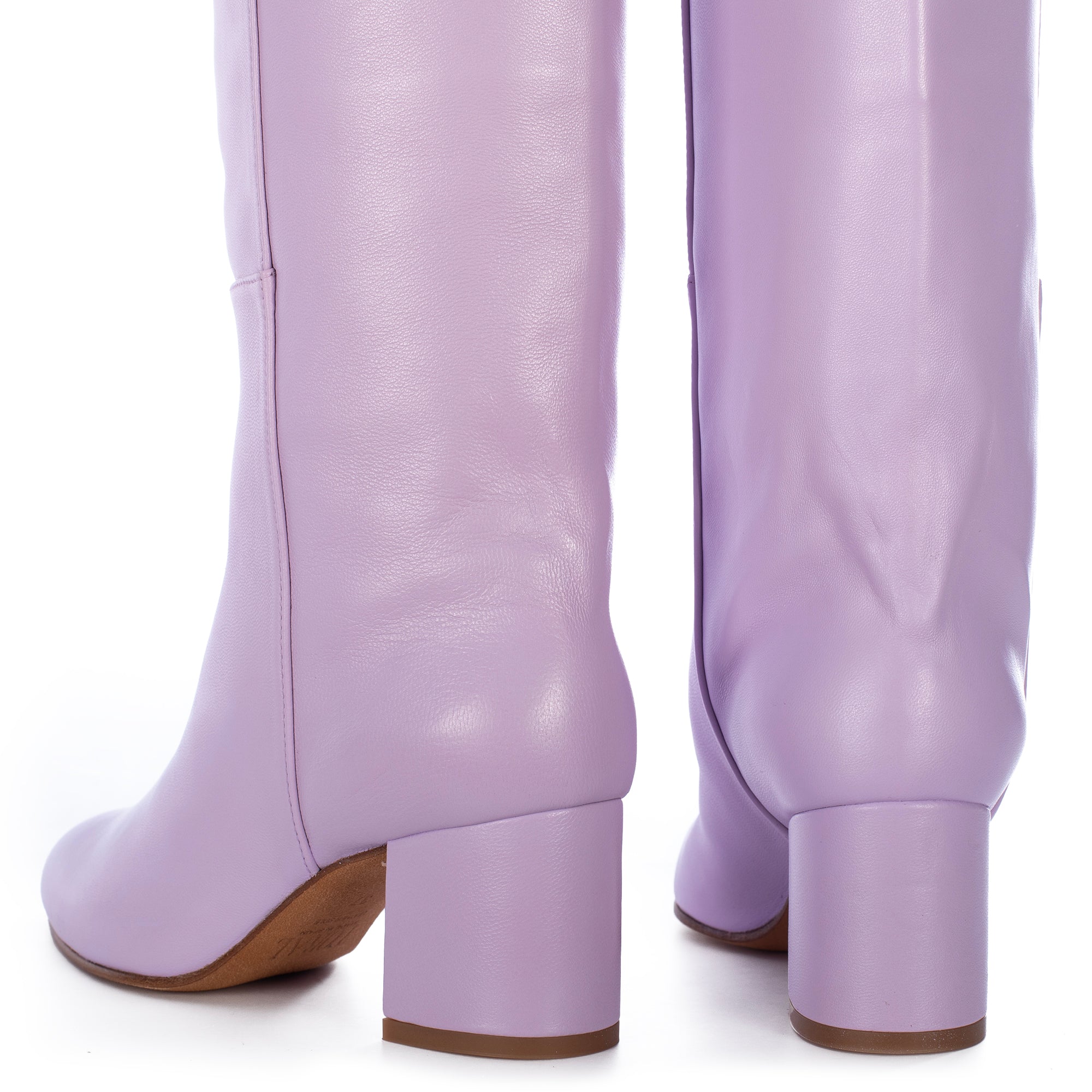MAUVE LEATHER TALL BOOTS