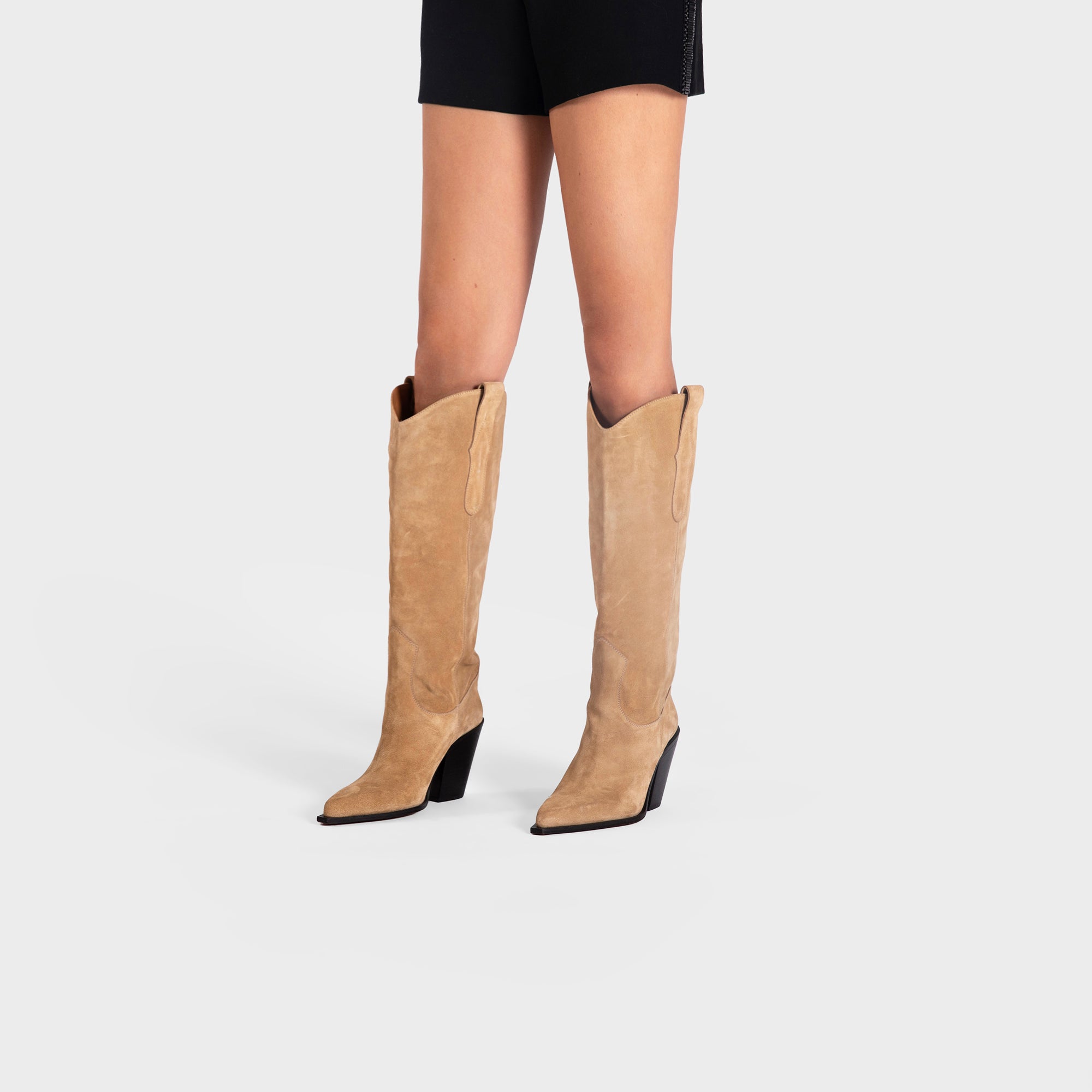 ANA SAND SUEDE TALL BOOTS