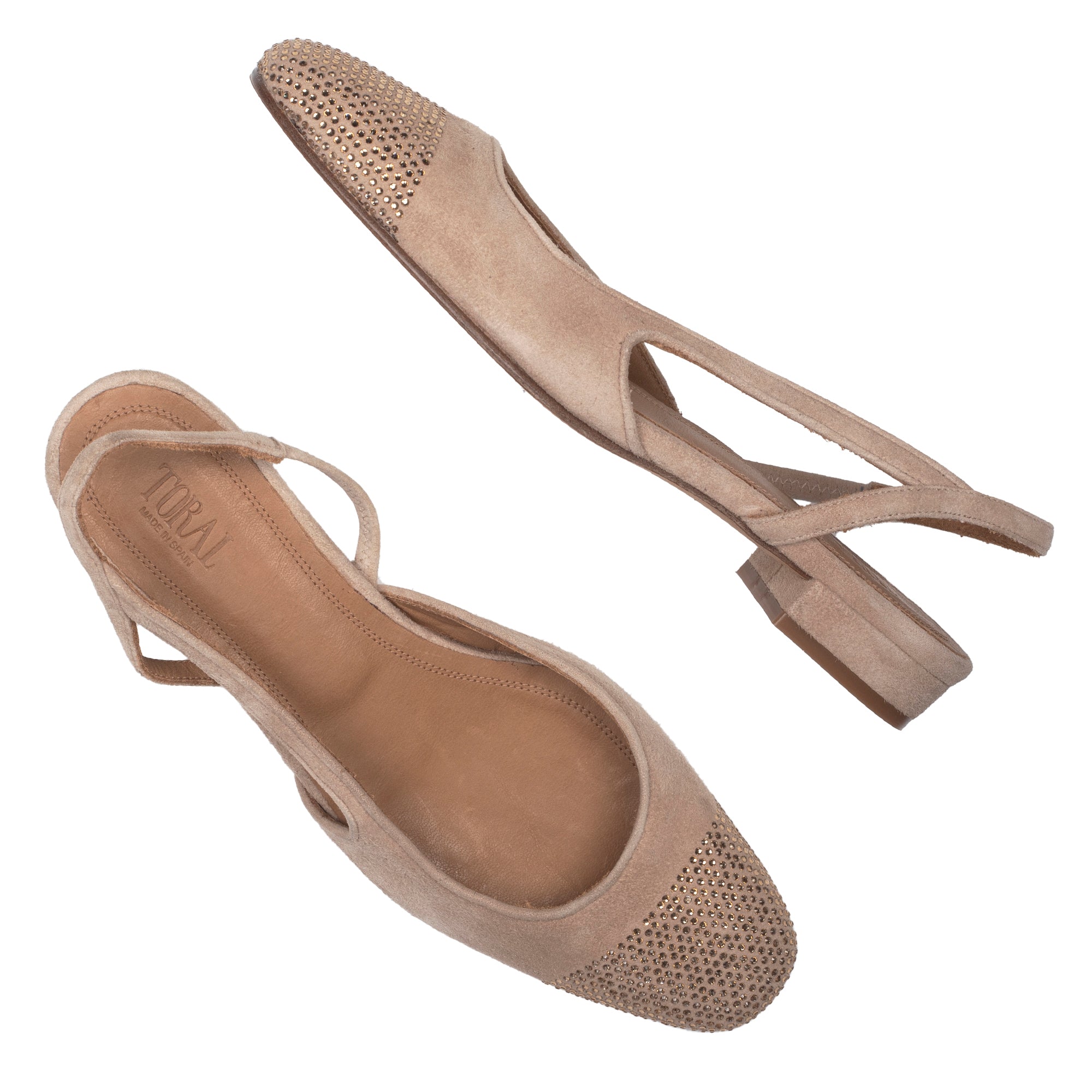 LILA STRASS SAND SUEDE SANDALS