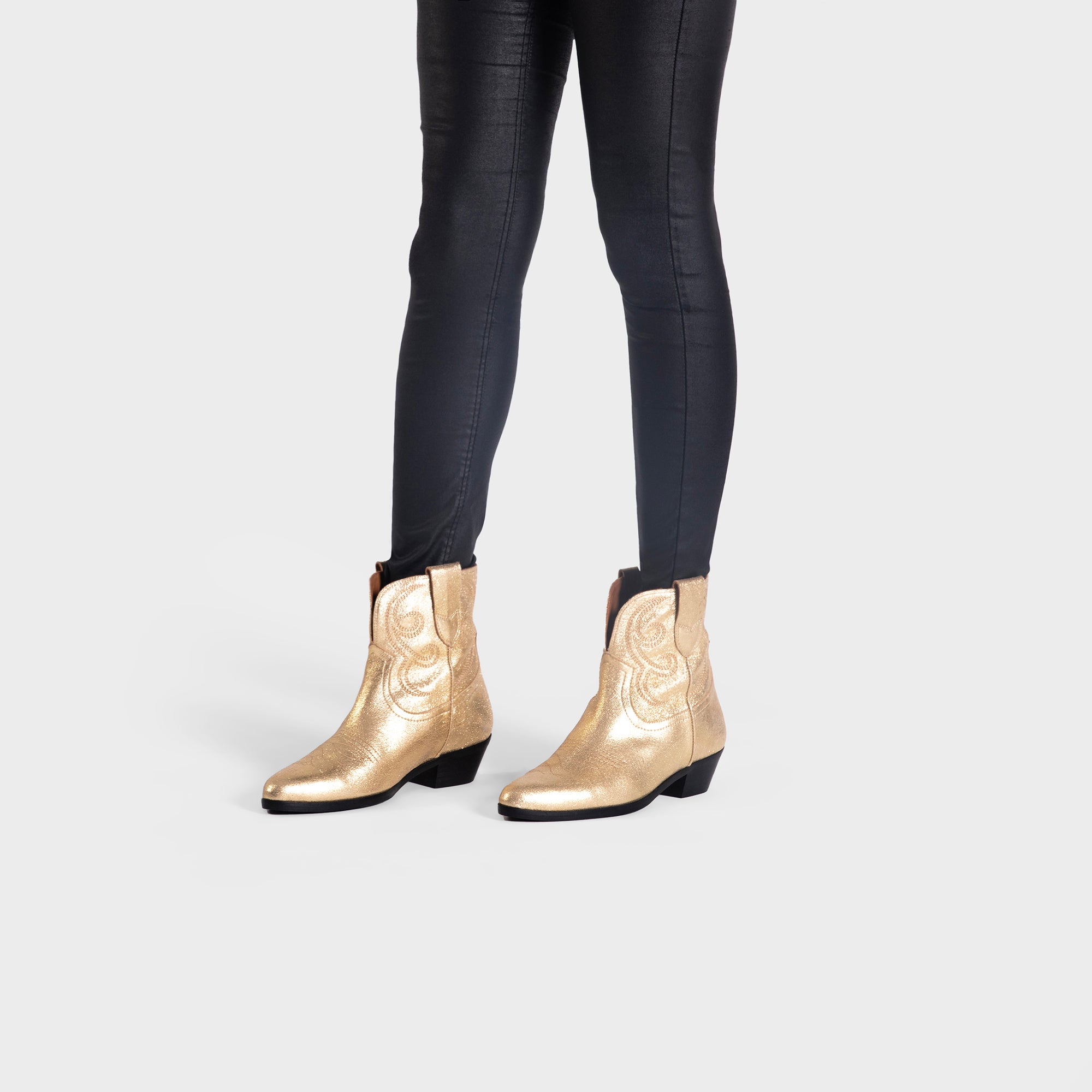 PUJA  METALLIC GOLD ANKLE BOOTS