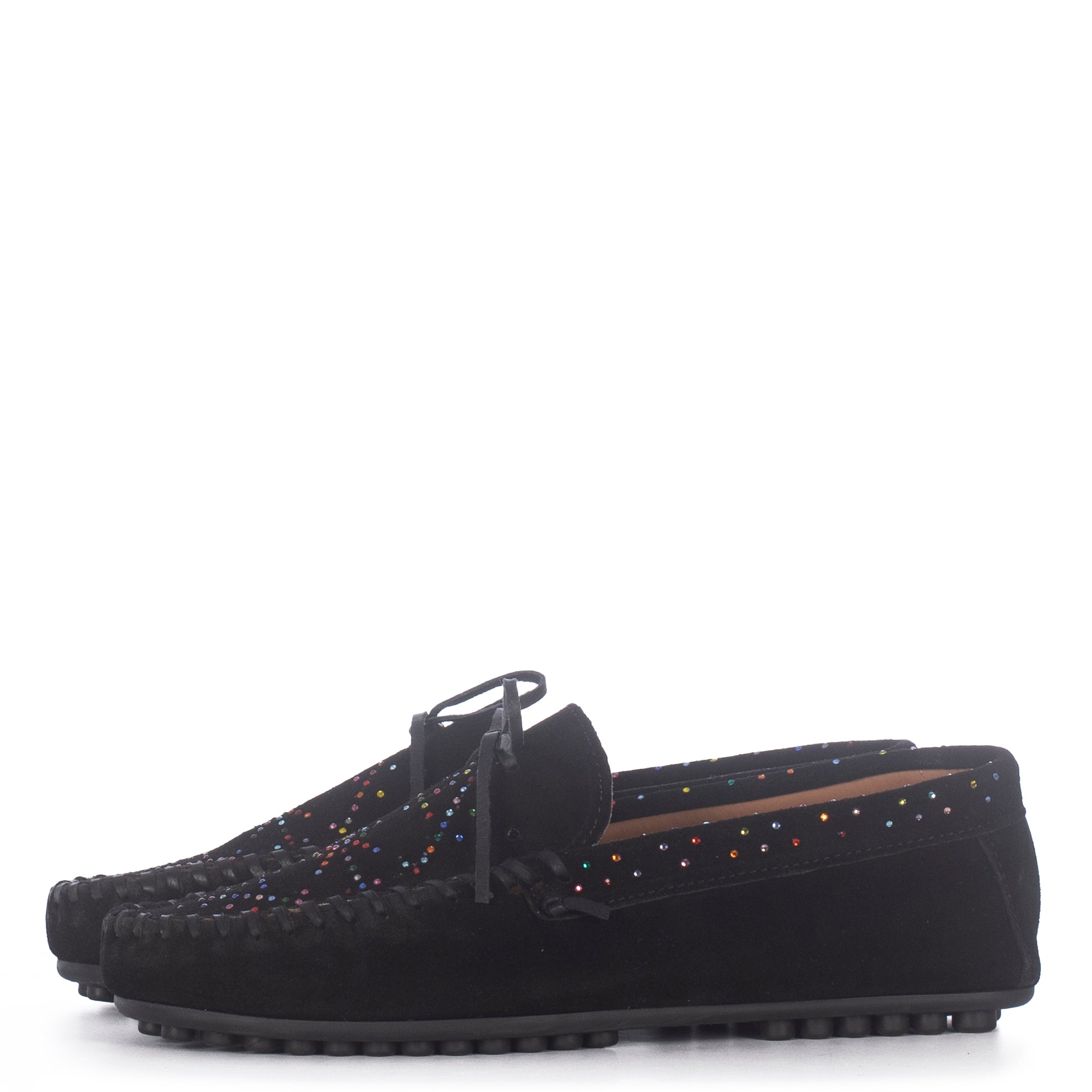 QUECHUA BLACK LOAFERS MULTICOLORED STRASS