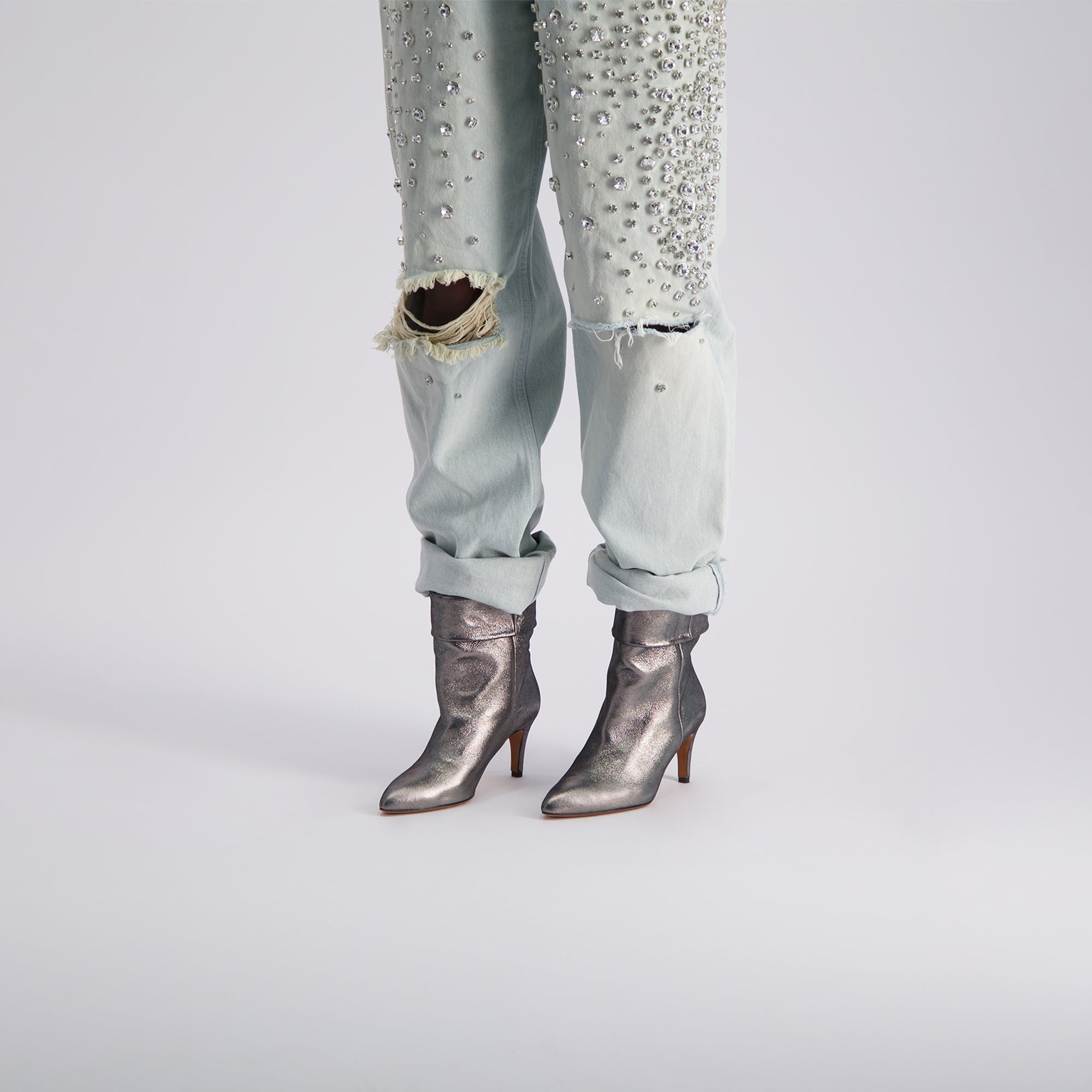 METALLIC SILVER ANKLE BOOTS