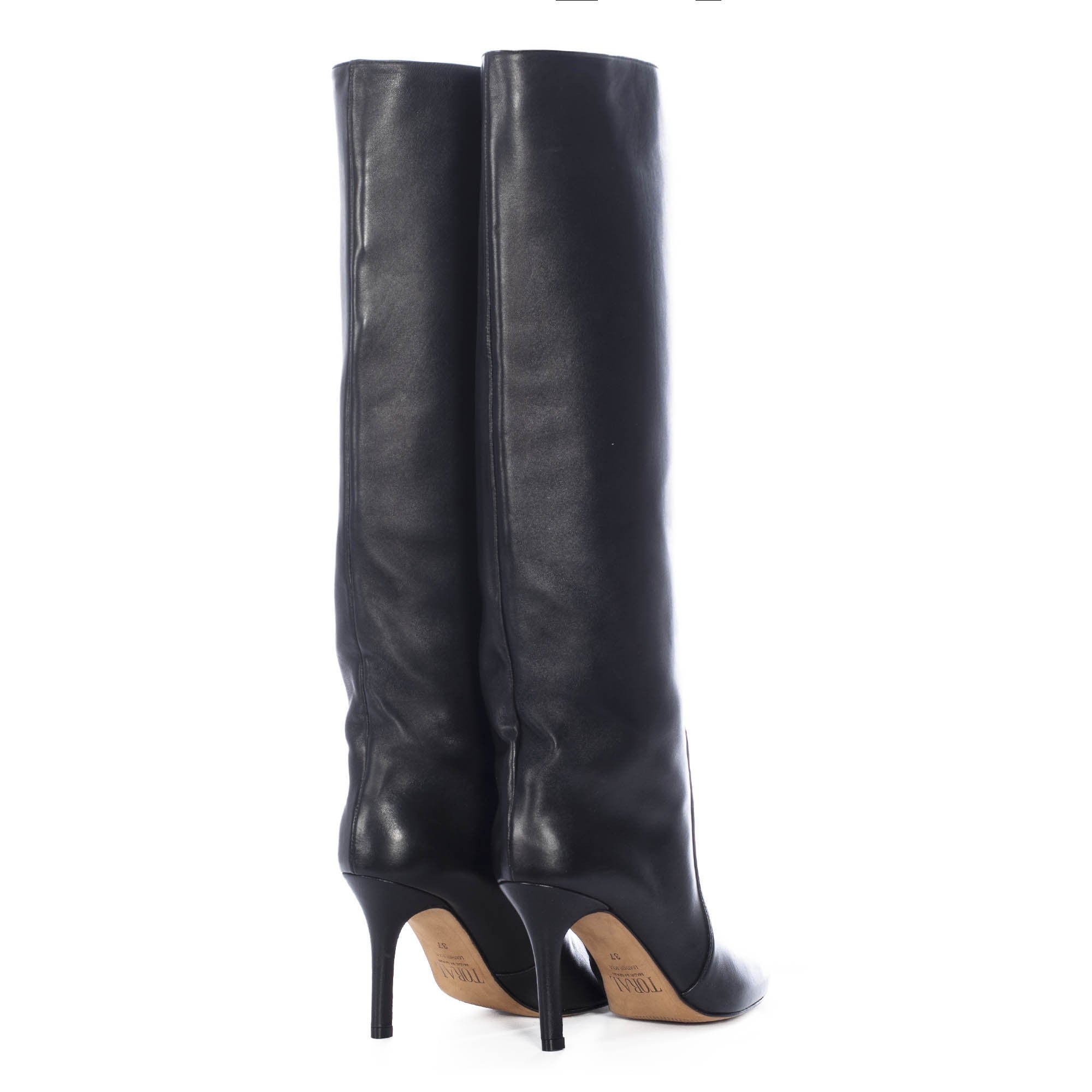 TORAL BLACK LEATHER KNEE-HIGH BOOTS (6947996336268)