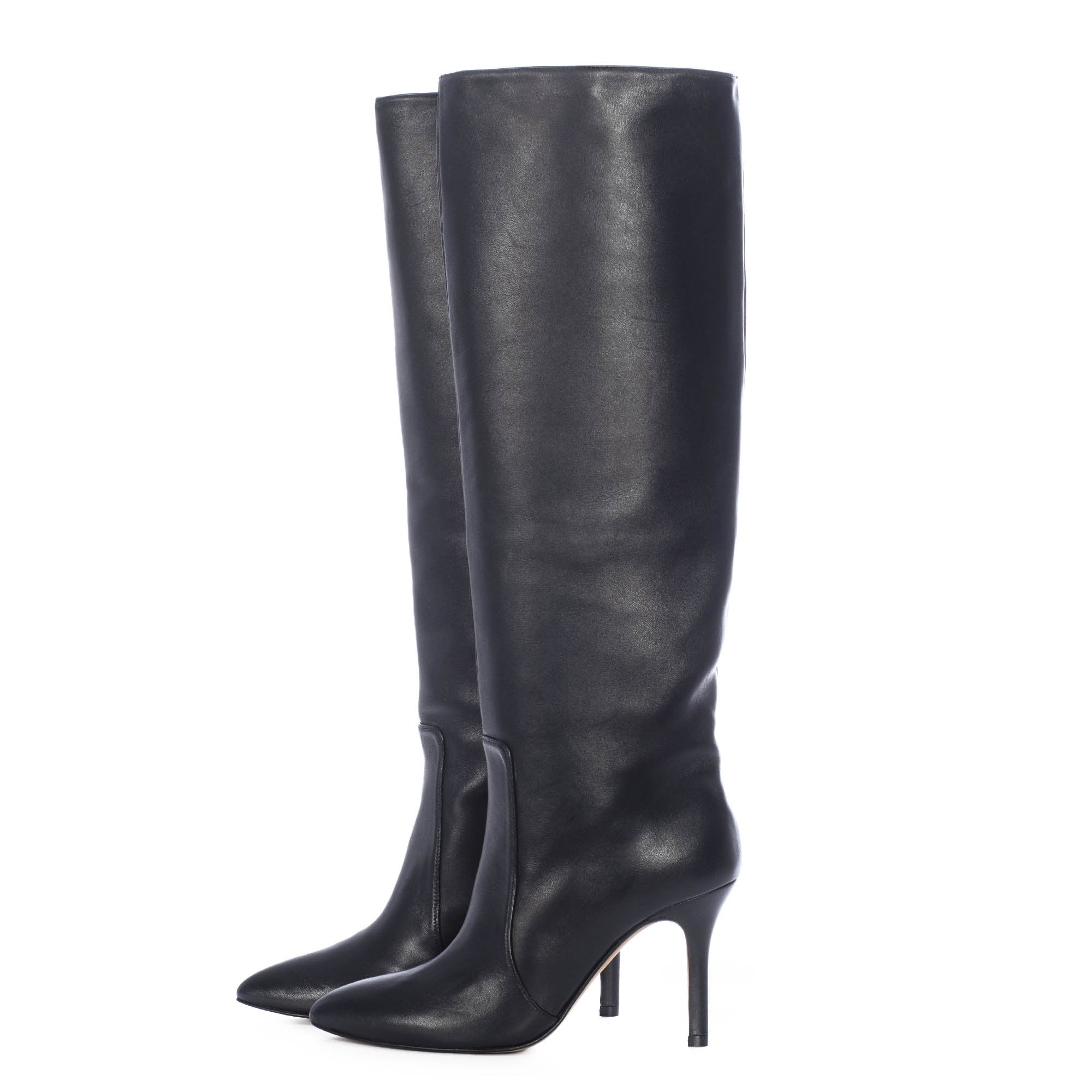 TORAL BLACK LEATHER KNEE-HIGH BOOTS (6947996336268)